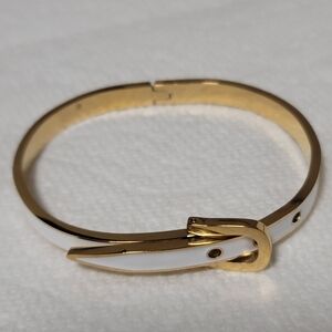 NWT Stainless Steel Adjustable Gold and White Belt Style Bracelet